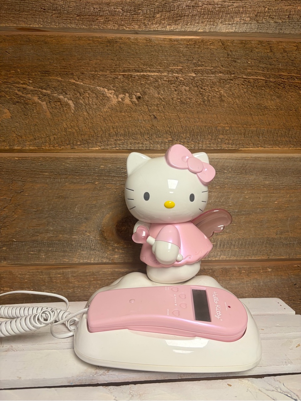 Vintage 2003 Hello Kitty Angel Fairy Sanrio Pink Landline Flash Telephone Phone